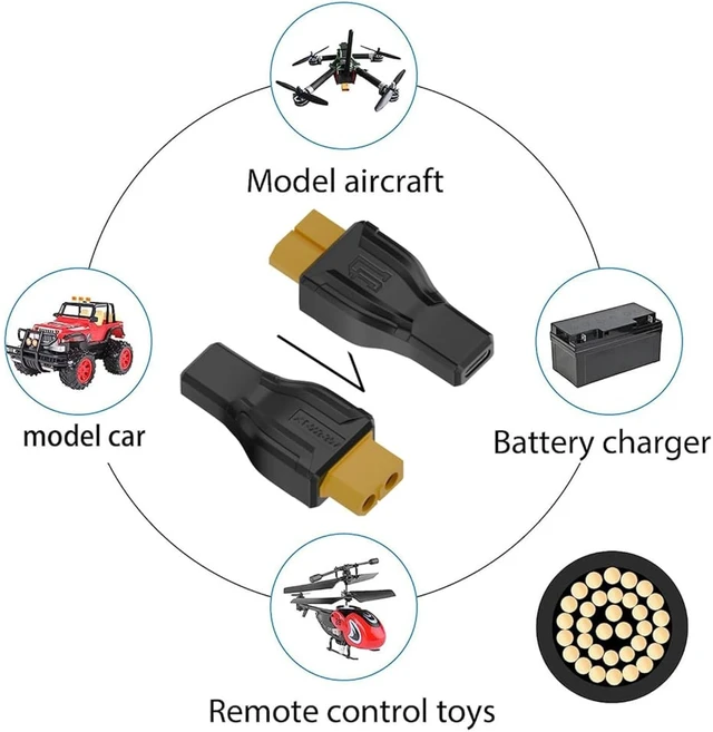Alt view image 7 of 7 - cablecc Adapter XT60 Female SC100 Protocol to Type-C Female Fast Charging Adapter for RC Lipo Battery Quadcopter Multicopter Aeromodelling