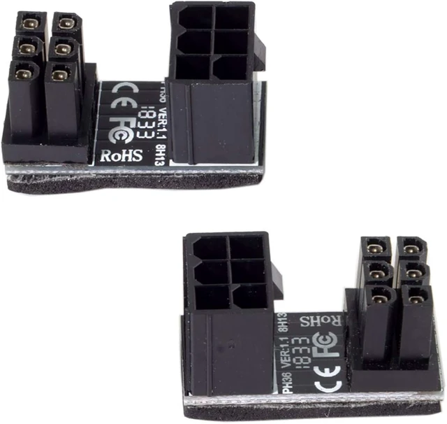 Alt view image 3 of 7 - chenyang 2set ATX 8Pin/6Pin Female to 6pin Male 180 Degree Angled Power GPU Adapter for Desktops Graphics Card