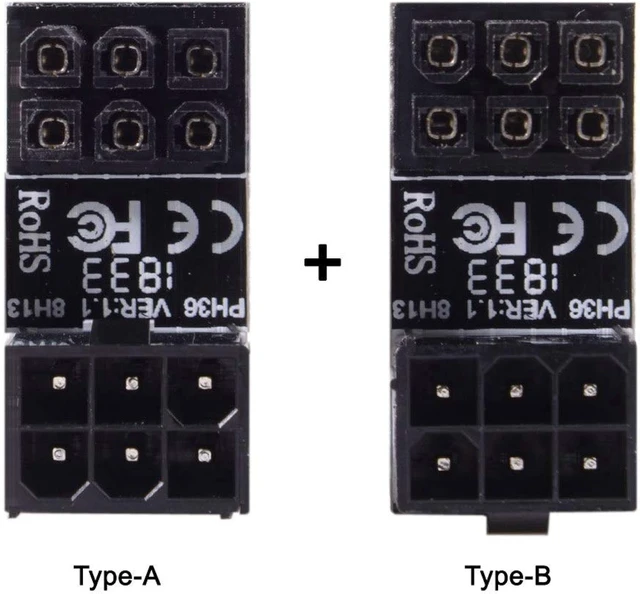 Alt view image 7 of 7 - chenyang 2set ATX 8Pin/6Pin Female to 6pin Male 180 Degree Angled Power GPU Adapter for Desktops Graphics Card