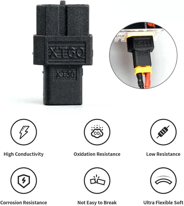 Alt view image 2 of 7 - cablecc Fast Charging Female XT60 SC100 Protocol to XT30 Male Adapter for RC Lipo Battery Quadcopter Multicopter Aeromodelling