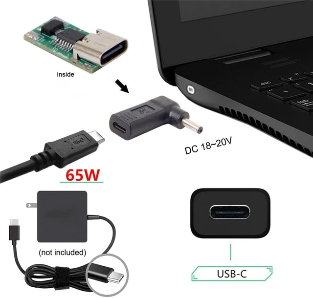 Alt view image 2 of 7 - chenyang CY USB 3.1 Type C USB-C to DC 4.0 * 1.3mm Adapter Converter Emulator Trigger 90 Degree Angled for 18-20V Laptop