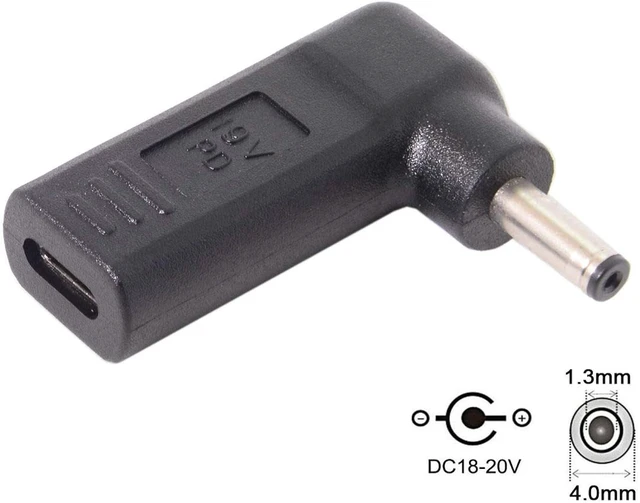 Alt view image 4 of 7 - chenyang CY USB 3.1 Type C USB-C to DC 4.0 * 1.3mm Adapter Converter Emulator Trigger 90 Degree Angled for 18-20V Laptop
