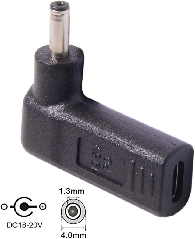 Alt view image 6 of 7 - chenyang CY USB 3.1 Type C USB-C to DC 4.0 * 1.3mm Adapter Converter Emulator Trigger 90 Degree Angled for 18-20V Laptop