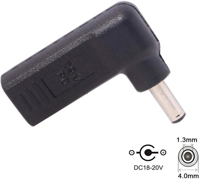 Alt view image 7 of 7 - chenyang CY USB 3.1 Type C USB-C to DC 4.0 * 1.3mm Adapter Converter Emulator Trigger 90 Degree Angled for 18-20V Laptop