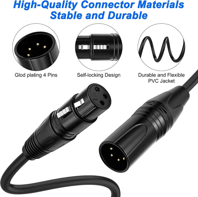 Alt view image 3 of 7 - XMSJSIY 4 Pin XLR Male to Dual 3 Pin XLR Female Patch Y Splitter Balanced Microphone Audio Cable Cord for Stero Mic to L&R Audio Track -0.5M/1.6FT