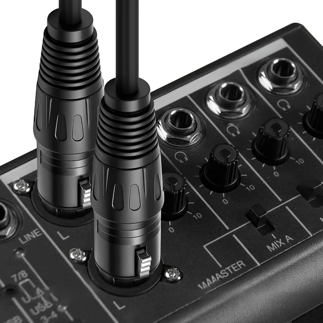 Alt view image 5 of 7 - XMSJSIY 4 Pin XLR Male to Dual 3 Pin XLR Female Patch Y Splitter Balanced Microphone Audio Cable Cord for Stero Mic to L&R Audio Track -0.5M/1.6FT