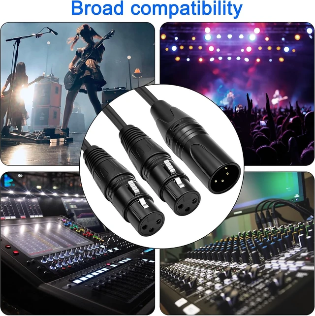 Alt view image 7 of 7 - XMSJSIY 4 Pin XLR Male to Dual 3 Pin XLR Female Patch Y Splitter Balanced Microphone Audio Cable Cord for Stero Mic to L&R Audio Track -0.5M/1.6FT
