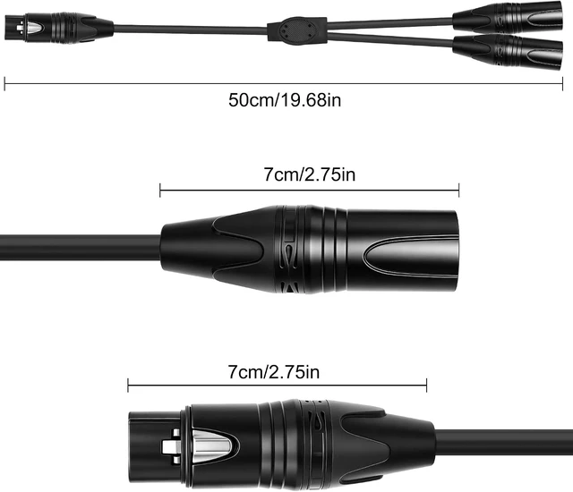 Alt view image 2 of 7 - XMSJSIY 4 Pin XLR Y Splitter Cable 1 Female to 2 Male Patch Balanced Microphone Audio Cable Cord for Stero Mic to L&R Audio Track -0.5M/1.6FT