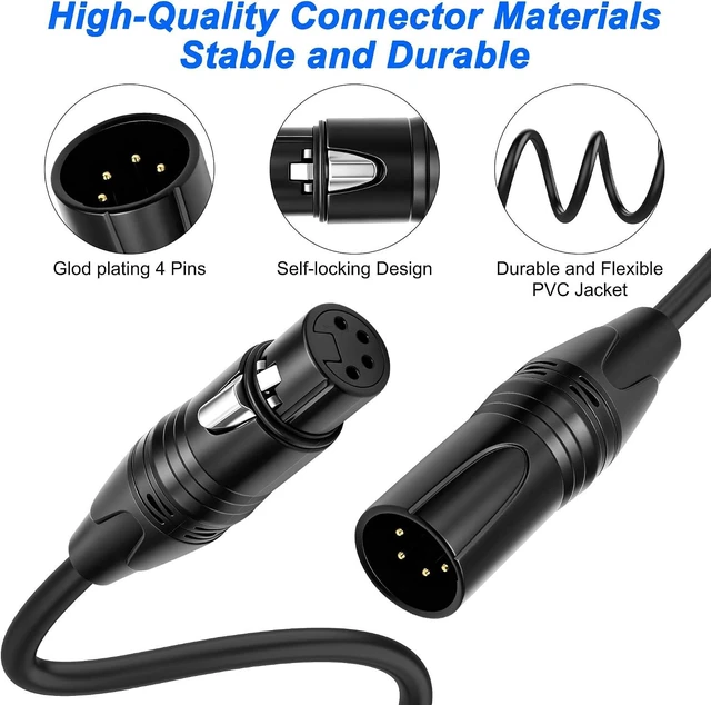 Alt view image 3 of 7 - XMSJSIY 4 Pin XLR Y Splitter Cable 1 Female to 2 Male Patch Balanced Microphone Audio Cable Cord for Stero Mic to L&R Audio Track -0.5M/1.6FT
