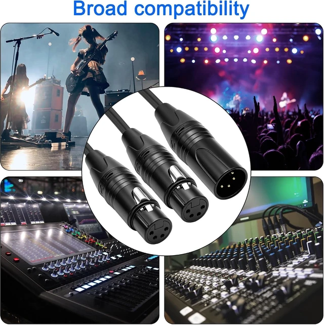 Alt view image 7 of 7 - XMSJSIY 4 Pin XLR Y Splitter Cable 1 Male to 2 Female Patch Balanced Microphone Audio Cable Cord for Stero Mic to L&R Audio Track -0.5M/1.6FT