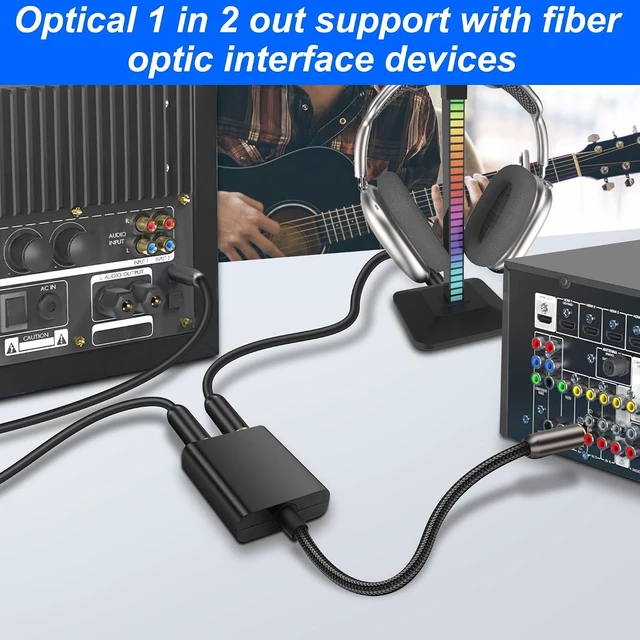 Alt view image 4 of 7 - XMSJSIY Optical Cable Splitter 1 in 2 Out Toslink Digital Audio Fiber Optic