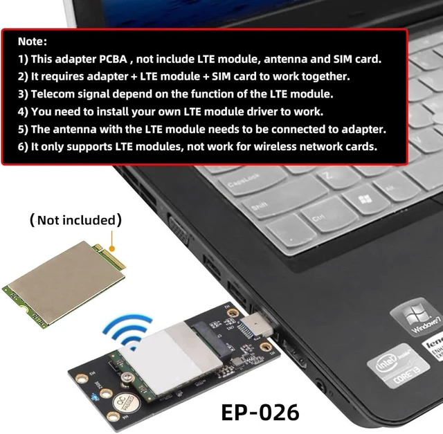 Alt view image 2 of 7 - Cablecc Key-B M.2 NGFF WWAN to USB 3.0 Adapter Riser Card with SIM Slot for 3G/4G/5G LTE Wireless Module Modem Card