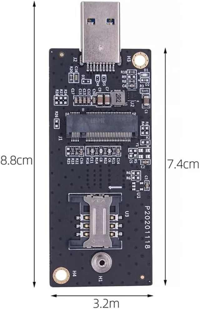 Alt view image 7 of 7 - Cablecc Key-B M.2 NGFF WWAN to USB 3.0 Adapter Riser Card with SIM Slot for 3G/4G/5G LTE Wireless Module Modem Card