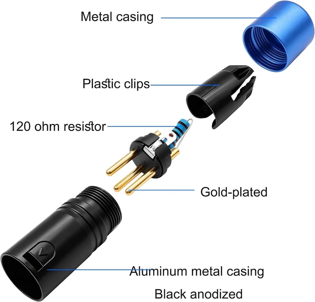 Alt view image 4 of 7 - XMSJSIY 3 Pin XLR DMX Terminator 120 Ohm XLR Male Signal Termination -2 PCS