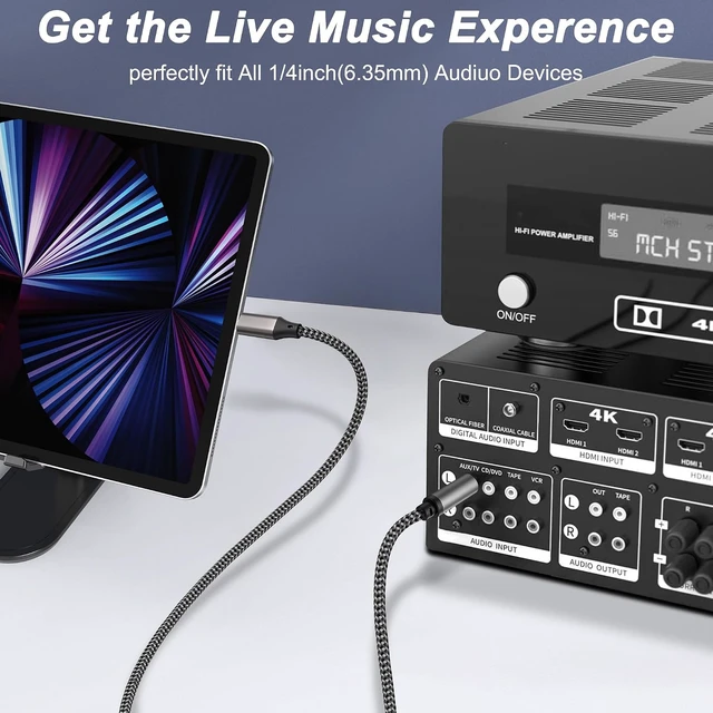 Alt view image 6 of 7 - XMSJSIY USB Type-C to 6.35mm TRS Stereo Audio Cable -2M/6.5FT