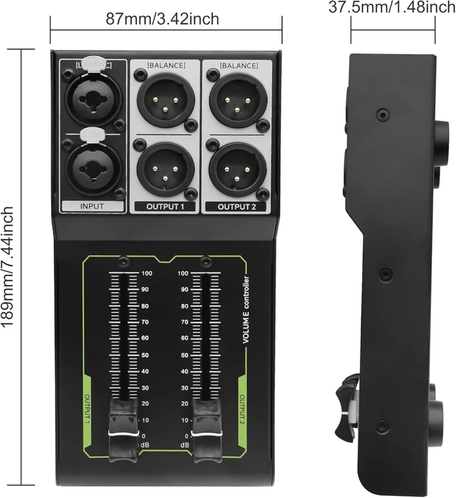 Alt view image 2 of 7 - XMSJSIY Passive Monitor Volume Controller 1 XLR/TRS Input 2 XLR Output