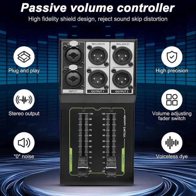 Alt view image 4 of 7 - XMSJSIY Passive Monitor Volume Controller 1 XLR/TRS Input 2 XLR Output