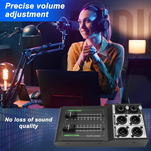 Alt view image 6 of 7 - XMSJSIY Passive Monitor Volume Controller 1 XLR/TRS Input 2 XLR Output