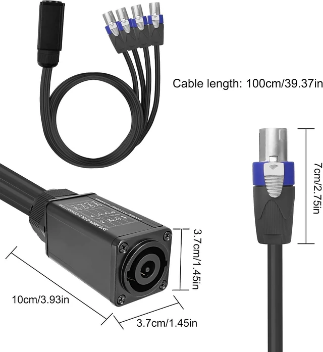 Alt view image 2 of 7 - XMSJSIY Speakon Audio Snake Cable Speakon 8 Core to 2 Core x 4 Channel