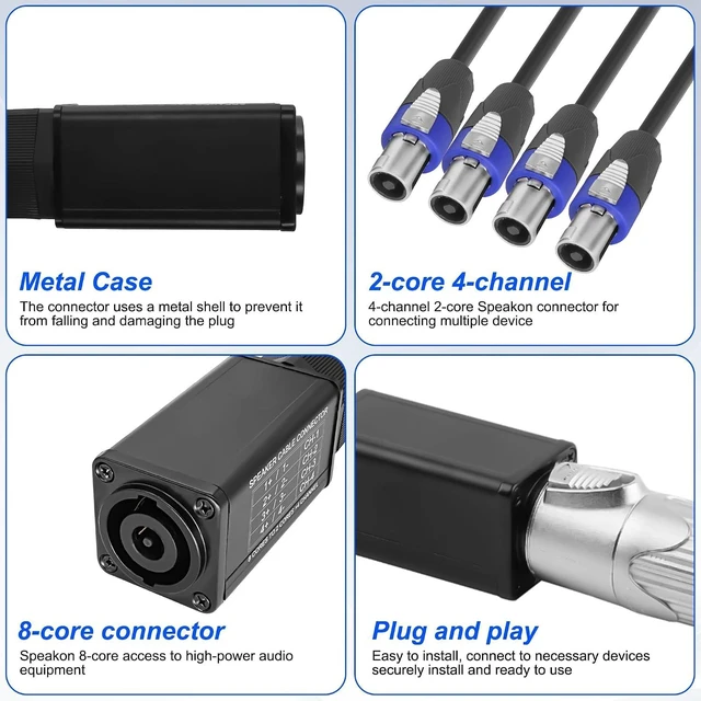 Alt view image 3 of 7 - XMSJSIY Speakon Audio Snake Cable Speakon 8 Core to 2 Core x 4 Channel