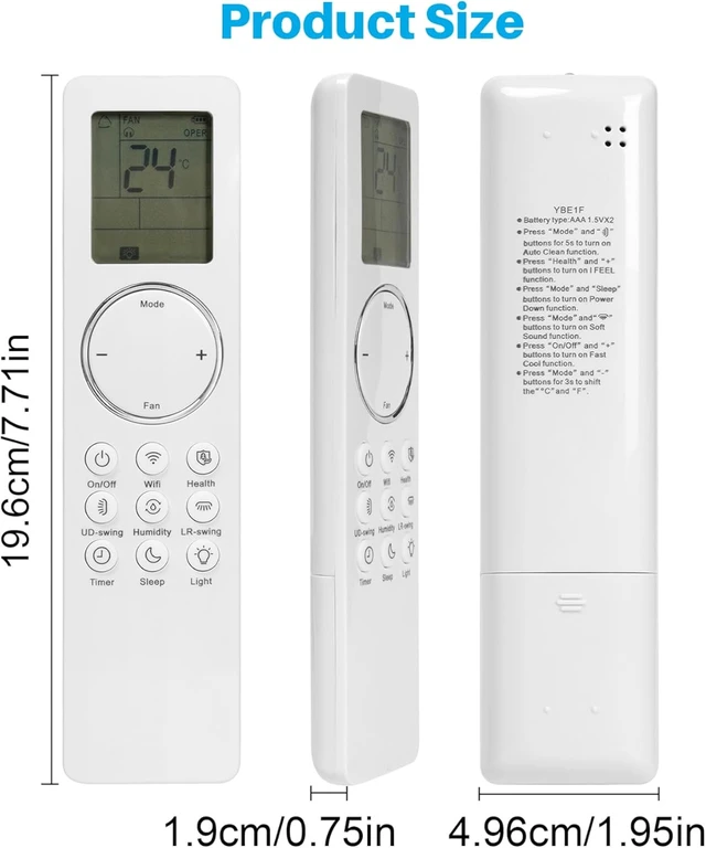 Alt view image 7 of 7 - New Replacement AC Remote Control for GREE TOSOT YBE1F Air Conditioner