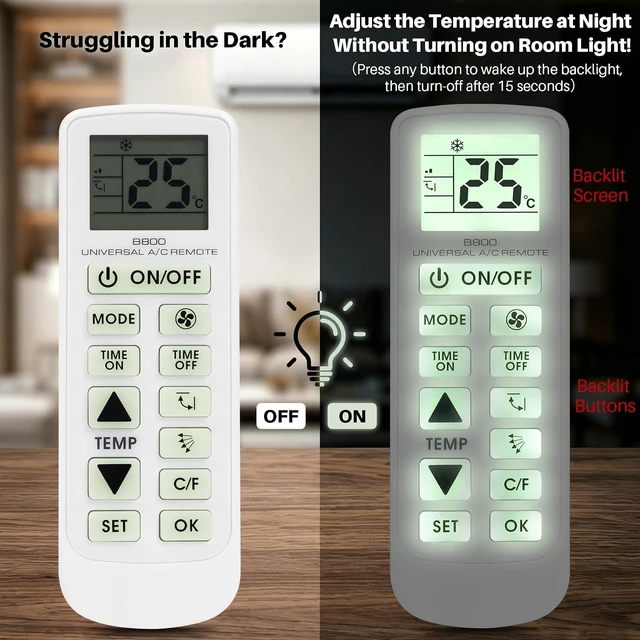 Alt view image 2 of 7 - Backlit Universal AC Remote Control with Big Button for 99% Air Conditioner