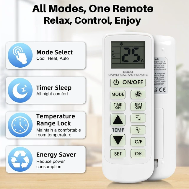 Alt view image 6 of 7 - Backlit Universal AC Remote Control with Big Button for 99% Air Conditioner