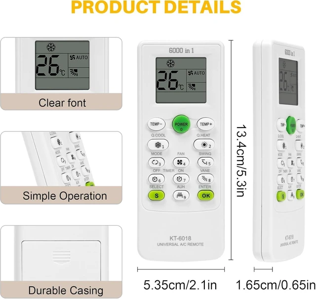 Alt view image 6 of 7 - Universal Air Conditioner Remote Control 6000 in 1 for Multiple A/C Brands
