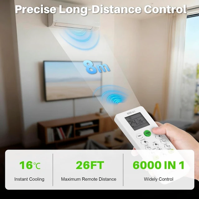 Alt view image 7 of 7 - Universal Air Conditioner Remote Control 6000 in 1 for Multiple A/C Brands