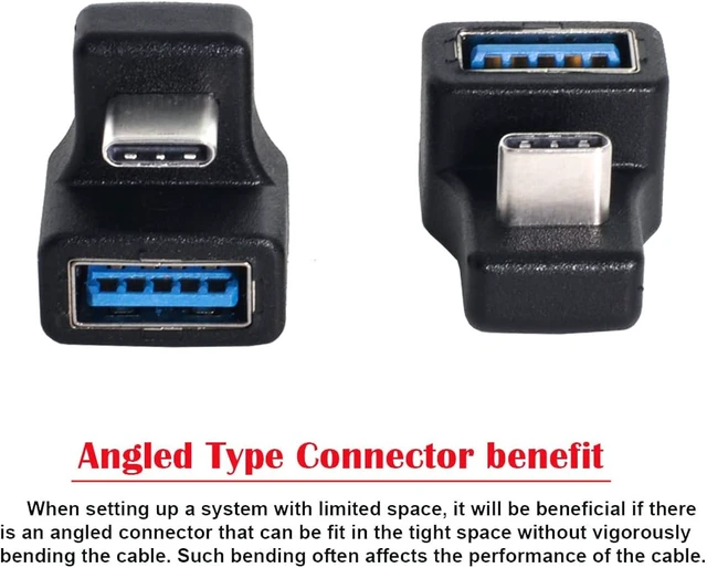 Alt view image 6 of 7 - cablecc 180 Degree Up & Down Angled Type-C USB-C OTG to USB 3.0 Female Extension Adapter for Cell Phone & Tablet