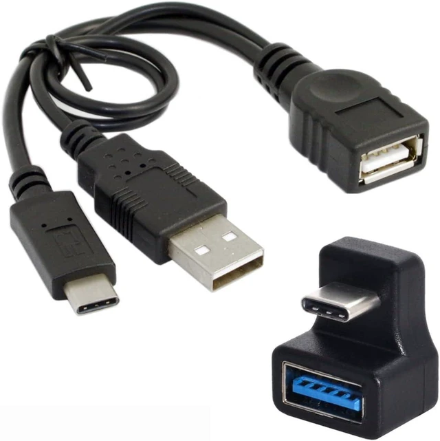 Main image of cablecc 180 Degree Up & Down Angled Type-C USB-C OTG to USB 3.0 Female Extension Adapter for Cell Phone & Tablet