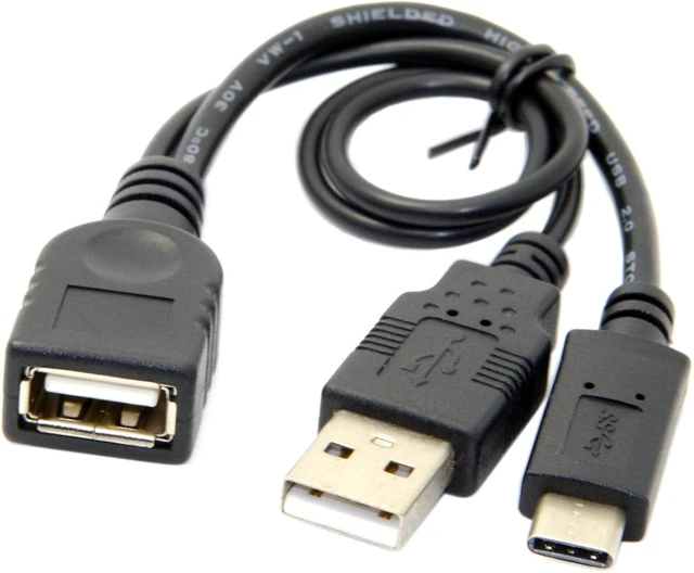 Alt view image 4 of 7 - cablecc 180 Degree Up & Down Angled Type-C USB-C OTG to USB 3.0 Female Extension Adapter for Cell Phone & Tablet