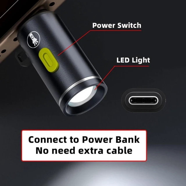 Alt view image 6 of 7 - cablecc 2pcs USB-C Atmosphere LED Lighting for Outdoors Walking Cycling Phone Laptop Charger Night Lamp 210 Lumens