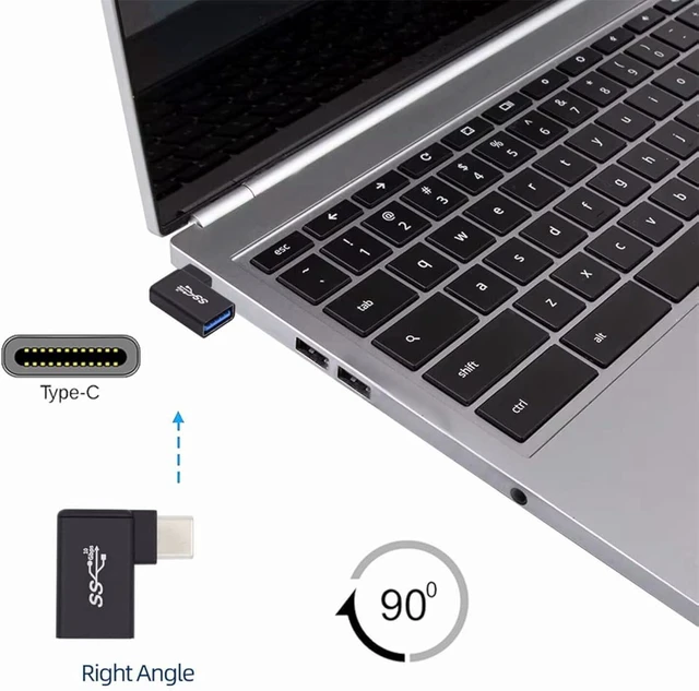 Alt view image 2 of 7 - cablecc USB-C Type-C to USB 3.0 Female Right Angled 90 Degree OTG Adapter for Laptop Cell Phone