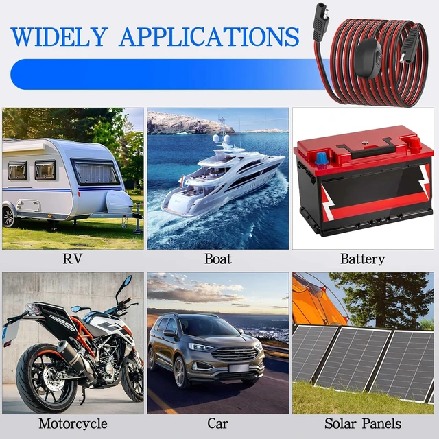 Alt view image 6 of 7 - XMSJSIY SAE Extension Cable with ON/Off Switch 14AWG Solar Power Cable