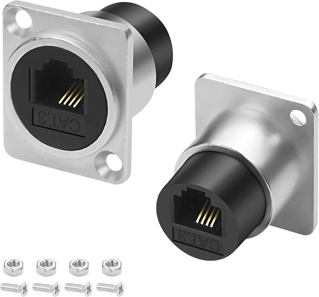 Main image of XMSJSIY D-Type RJ11 Panel Mount Phone Connector CAT3 Pass Through Adapter Female to Female Telephone Line Socket RJ11 CAT3 Module for Phone and Modem - 2PCS