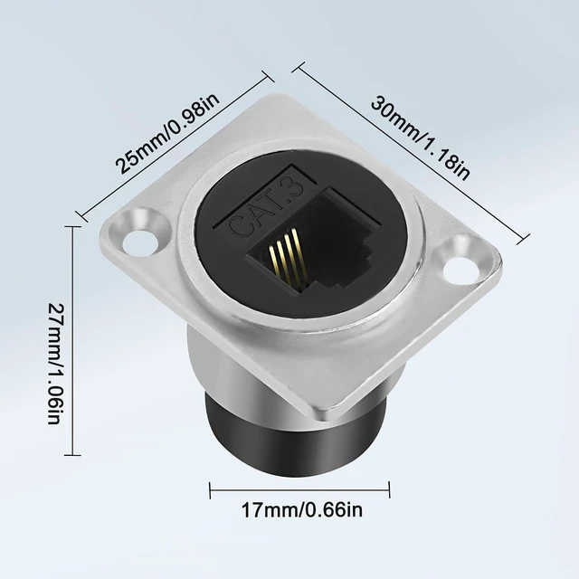 Alt view image 2 of 7 - XMSJSIY D-Type RJ11 Panel Mount Phone Connector CAT3 Pass Through Adapter Female to Female Telephone Line Socket RJ11 CAT3 Module for Phone and Modem - 2PCS
