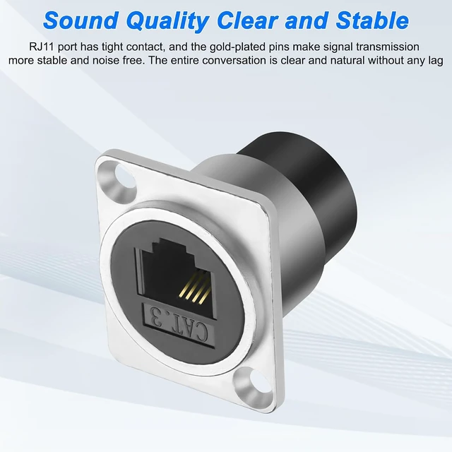 Alt view image 4 of 7 - XMSJSIY D-Type RJ11 Panel Mount Phone Connector CAT3 Pass Through Adapter Female to Female Telephone Line Socket RJ11 CAT3 Module for Phone and Modem - 2PCS