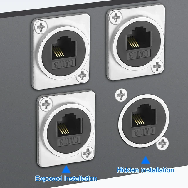 Alt view image 6 of 7 - XMSJSIY D-Type RJ11 Panel Mount Phone Connector CAT3 Pass Through Adapter Female to Female Telephone Line Socket RJ11 CAT3 Module for Phone and Modem - 2PCS