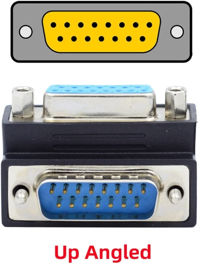 Alt view image 2 of 7 - cablecc 90 Degree Up Angled DSUB D-subminiature 15pin Male to Female Extension Adapter DB Connector