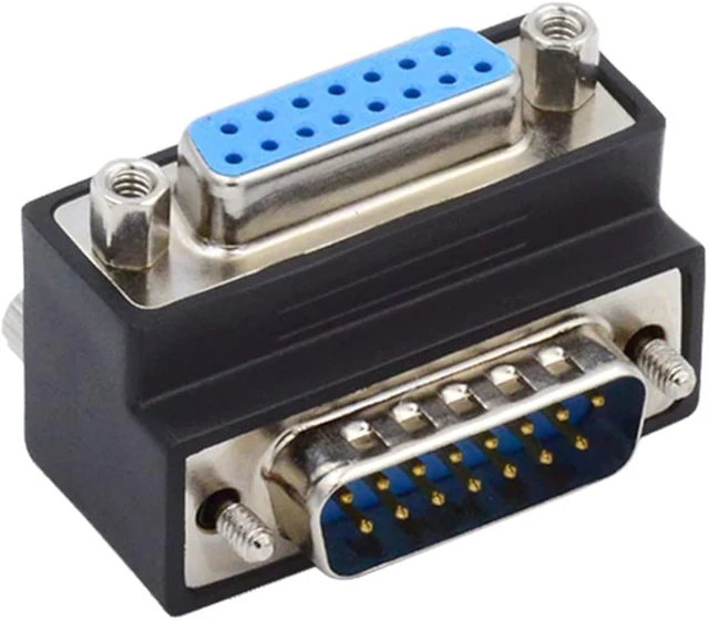 Alt view image 5 of 7 - cablecc 90 Degree Up Angled DSUB D-subminiature 15pin Male to Female Extension Adapter DB Connector