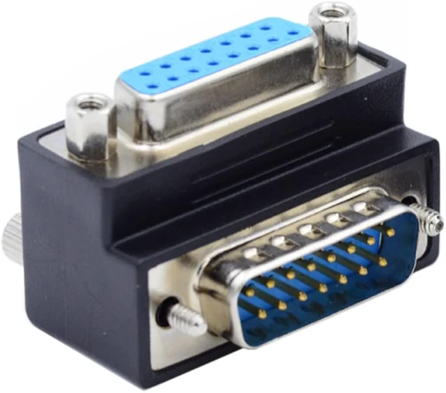 Alt view image 7 of 7 - cablecc 90 Degree Up Angled DSUB D-subminiature 15pin Male to Female Extension Adapter DB Connector