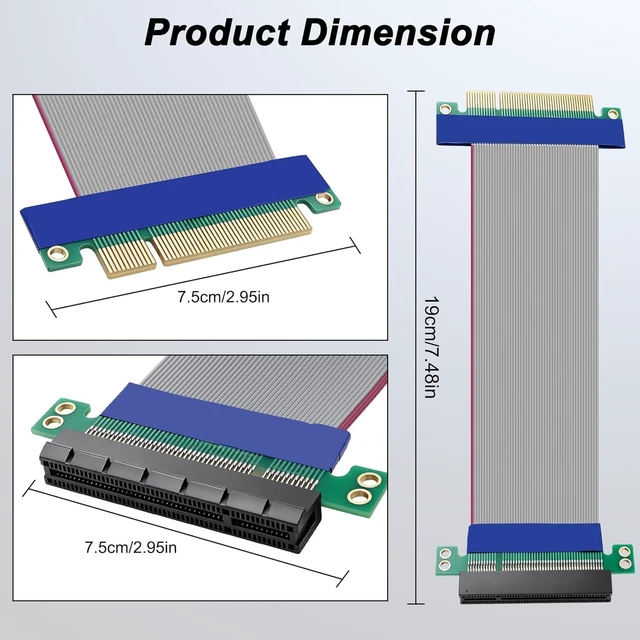 Alt view image 2 of 7 - XMSJSIY PCI-E Express 8X Male to Female Riser Adapter Extension Cable
