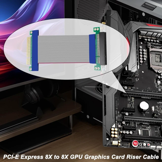 Alt view image 5 of 7 - XMSJSIY PCI-E Express 8X Male to Female Riser Adapter Extension Cable