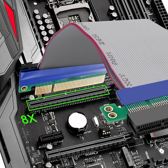 Alt view image 4 of 7 - XMSJSIY PCI-E Express 8X Male to Female Riser Adapter Extension Cable