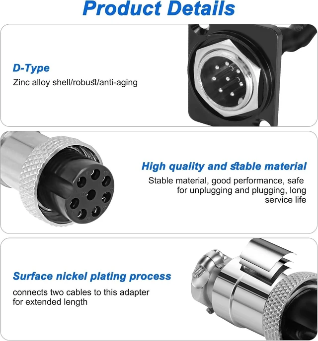 Alt view image 3 of 7 - XMSJSIY GX16 8 Pin Male to Female Adapter Connector Cable- 20cm/7.8inch