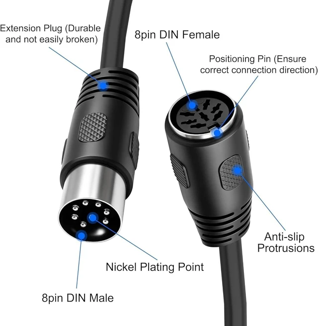 Alt view image 2 of 7 - XMSJSIY 8 Pin DIN Male to Dual Female Y Splitter Cable Adapter