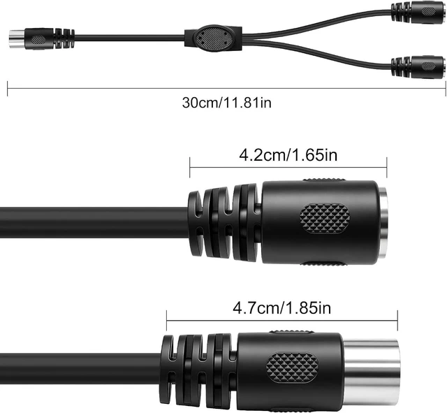 Alt view image 3 of 7 - XMSJSIY 8 Pin DIN Male to Dual Female Y Splitter Cable Adapter