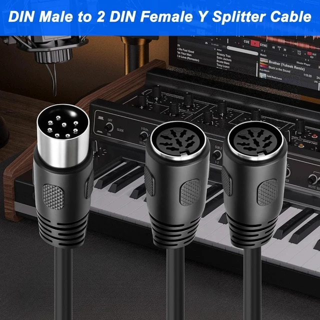 Alt view image 6 of 7 - XMSJSIY 8 Pin DIN Male to Dual Female Y Splitter Cable Adapter