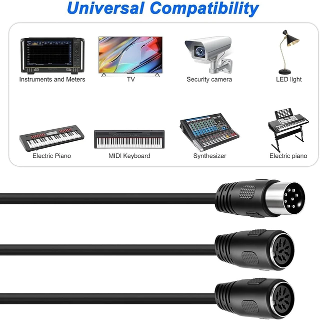 Alt view image 7 of 7 - XMSJSIY 8 Pin DIN Male to Dual Female Y Splitter Cable Adapter